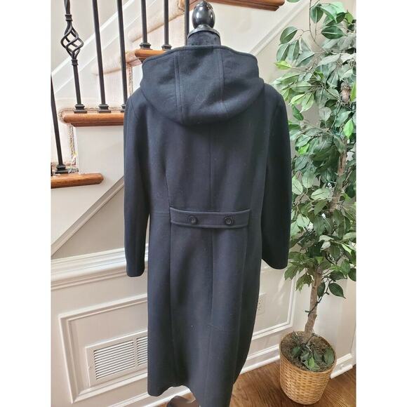 Vintage Stephanie Mathews Women Black 100% Wool Long Sleeve Button Front Coat 12 - Picture 5 of 12
